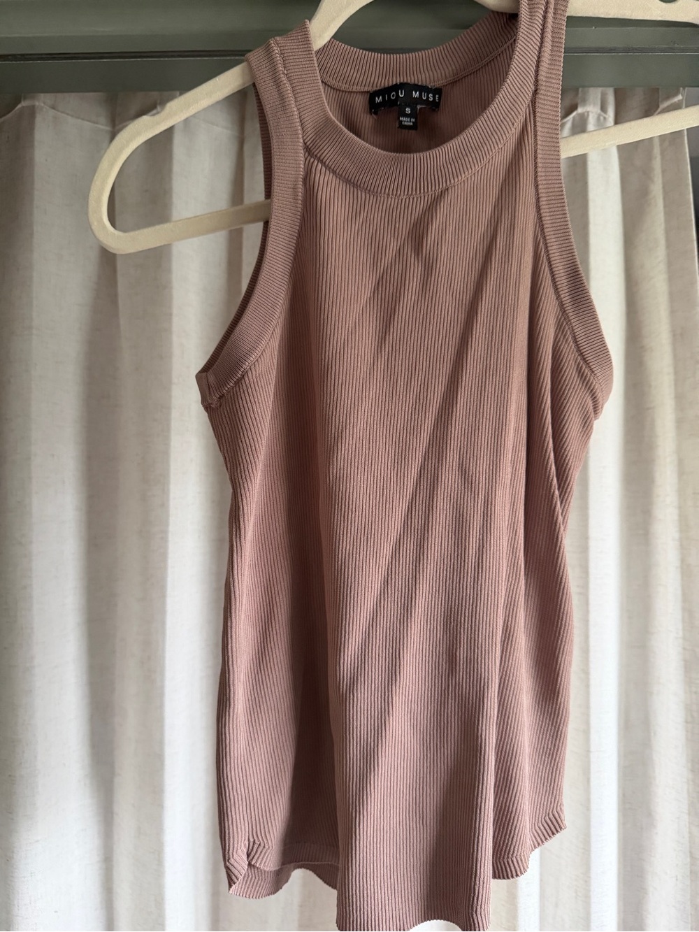 Miou Miu Must Ribbed Tank Top - Mauve Brown